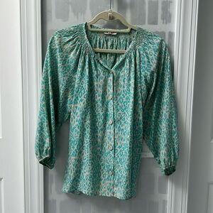 Tucker silk animal print blouse